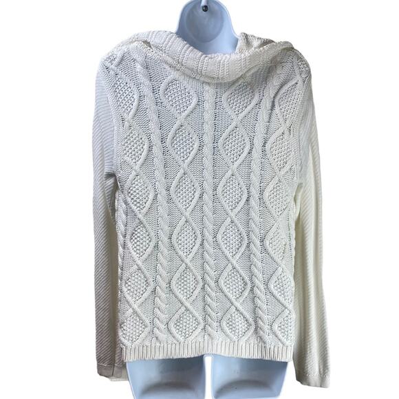 CAbi Cable Knit Open Cardigan Sweater White Size Medium - Picture 4 of 7